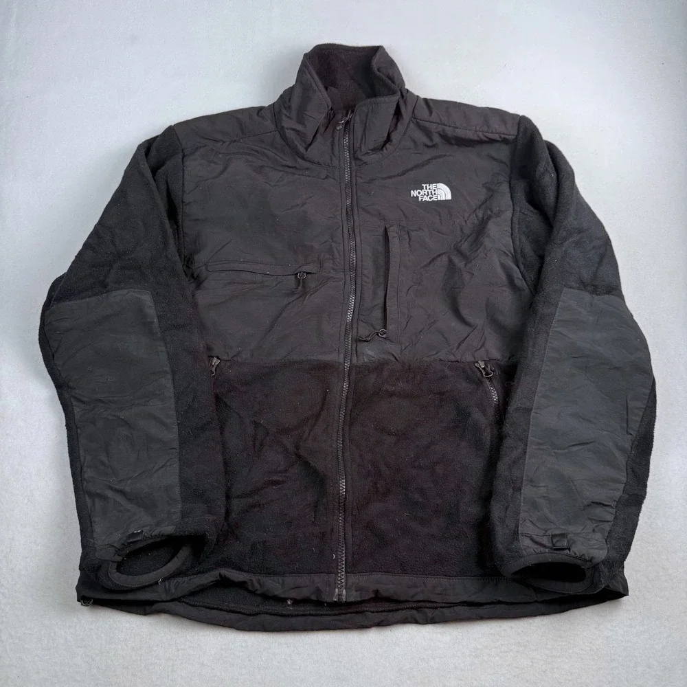 The North Face Denali Fleece Jacket Mens Medium Black Full‎ Zip Mixed Media Coat